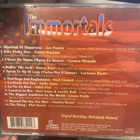 The Immortals by Various Artists (Audio CD, 2001 #205673943807 - Picture 4 of 4